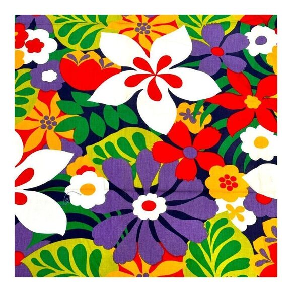 Vtg Concord Fabrics Retro Flower Power Floral Print Hippie Print Boho Kitsch SEE - Picture 3 of 7